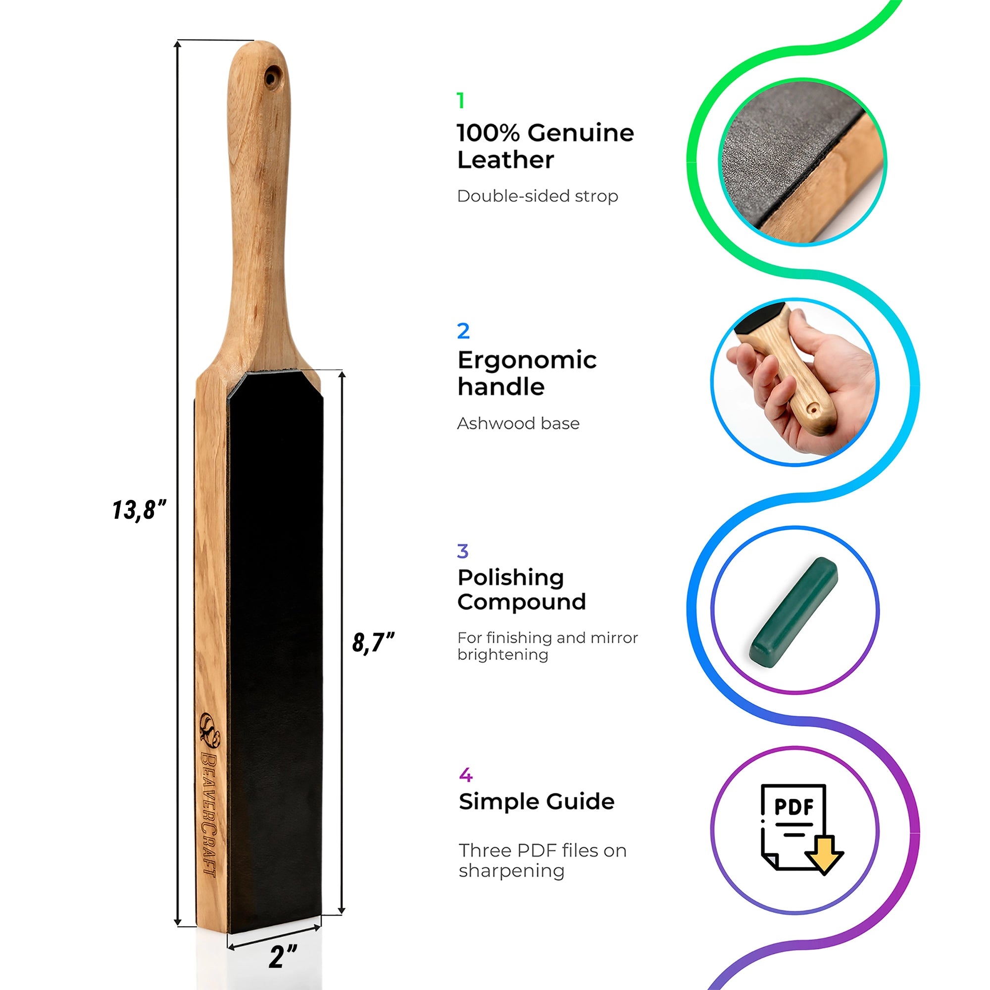 Dual-Sided Leather Paddle Strop