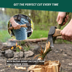 Bushcraft Carving Hatchet – Compact Multi-Purpose Steel Axe for Camping & Woodworking – AX1