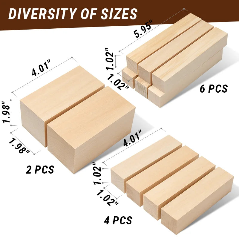 Set of Basswood Carving Blocks 12pcs