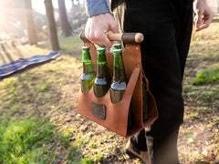 Leather Beer Carrier 6-Pack Bottle Caddy – LC_BH6