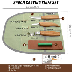 Wood Carving Tool Set for Spoon Carving (Left handed) - S13L