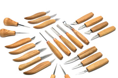 Extended Wood Carving Set of Knives, Chisels, Gouges, and Sharpening Accessories in a Tool Holder (left-handed) – S70L