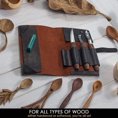 Premium Spoon Carving Set With Walnut Handles - S14X