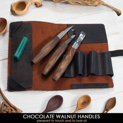 Premium Spoon Carving Set With Walnut Handles - S14X