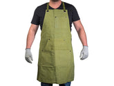 Adjustable Green Canvas Work Apron – Durable Workshop & Craft Apron / AP1