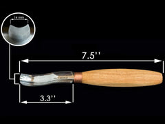 Compact Short Bent Wood Carving Gouge (Sweep #8) - K8A/14