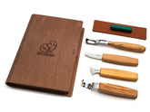 Spoon Carving Set of 4 Tools in a Book Case - S19 book