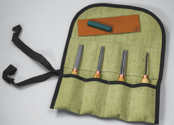 4-Piece Wood Carving Tool Set – Wood Carving Gouge Chisel Set in Tool Roll – SC02