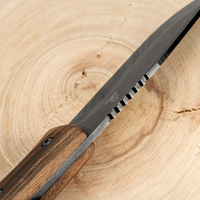Bushcraft Knife for Outdoor & Survival – Black Oxide Coated Carbon Steel Knife with Walnut Handle & Leather Sheath – BSH4 Dusk