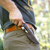 Bushcraft Knife for Camping & Outdoor – Carbon Steel Knife with Walnut Handle & Leather Sheath – BSH7 Wild Harvest
