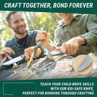 Kids Bushcraft Knife for Outdoor Activities – Beginner Camping Knife with Leather Sheath & Walnut Handle – BSH_KID