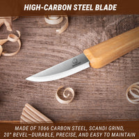 Sloyd Whittling Knife – Carving Knife for Fast Wood Removal & Shaping – C1M