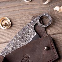 Small Hand-Forged Drawknife for Wood Carving – Compact Forged Drawknife with Leather Sheath – DK5S