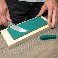 Leather Strop for Knife Sharpening – Double-Sided Leather Strop with Polishing Compound – LS2P1