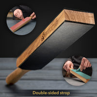 Leather Paddle Strop for Knife Sharpening – Double-Sided Leather Strop with Polishing Compound – LS6P1