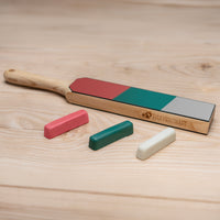 Polishing Compound Set for Leather Strops – 3 Stropping Compounds (Red, White, Green) – P03