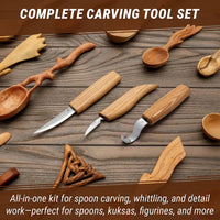 Left-Handed 3-Piece Spoon Carving Set – Wood Carving Knife Set in Tool Roll – S13L