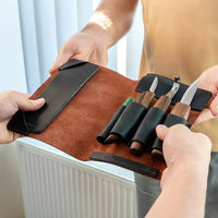 3-Piece Premium Spoon Carving Knife Set – Walnut Handle Wood Carving Knives in Leather Tool Case – S13X