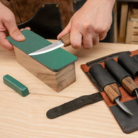 3-Piece Premium Spoon Carving Knife Set – Walnut Handle Wood Carving Knives in Leather Tool Case – S13X