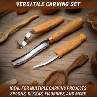3-Piece Spoon Carving Tool Set – Wood Carving Set for Spoon, Bowl & Kuksa – S14