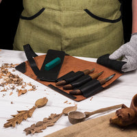 3-Piece Premium Wood Carving Knife Set – Walnut Handle Wood Carving Knives in Leather Tool Case – S15X