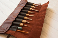 Leather Tool Storage Roll – 8-Slot Leather Roll-Up Tool Organizer – TR8X