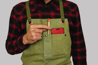 Adjustable Green Canvas Work Apron – Durable Workshop & Craft Apron / AP1
