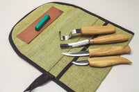 4-Piece Spoon & Kuksa Carving Tool Set – Wood Carving Set for Spoons & Bowls in Tool Roll – S43
