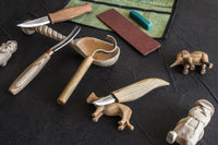 4-Piece Spoon & Kuksa Carving Tool Set – Wood Carving Set for Spoons & Bowls in Tool Roll – S43